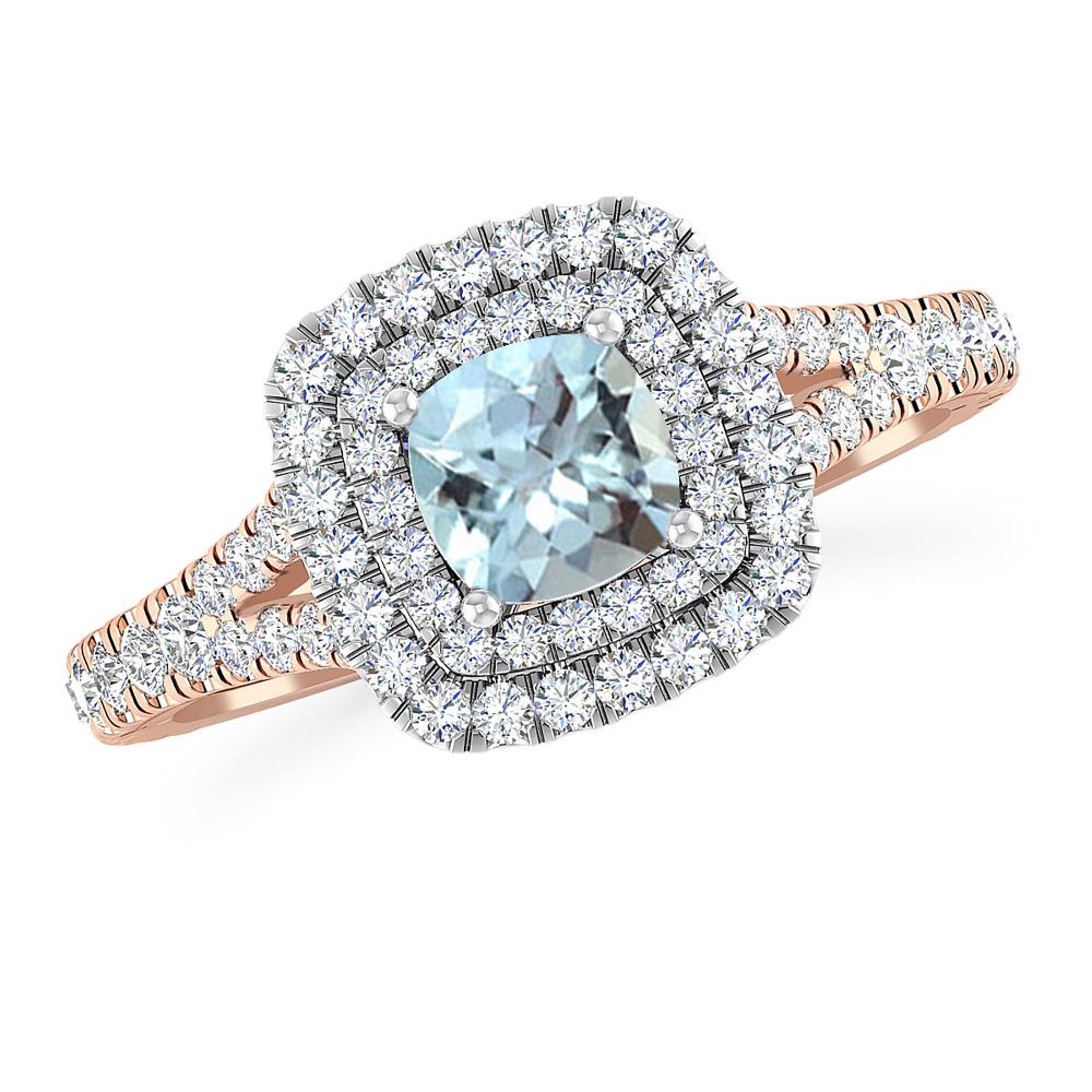 White Gold/Rose Gold - Aquamarine