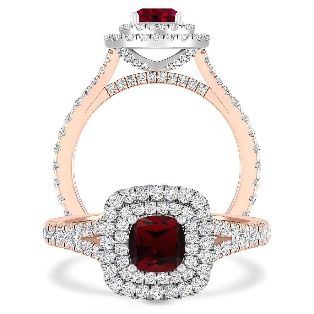 Rose Gold/White Gold - Garnet