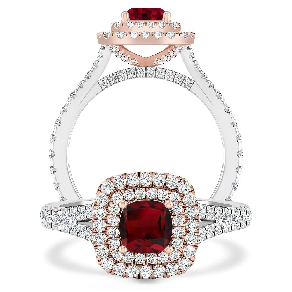White Gold/Rose Gold - Garnet