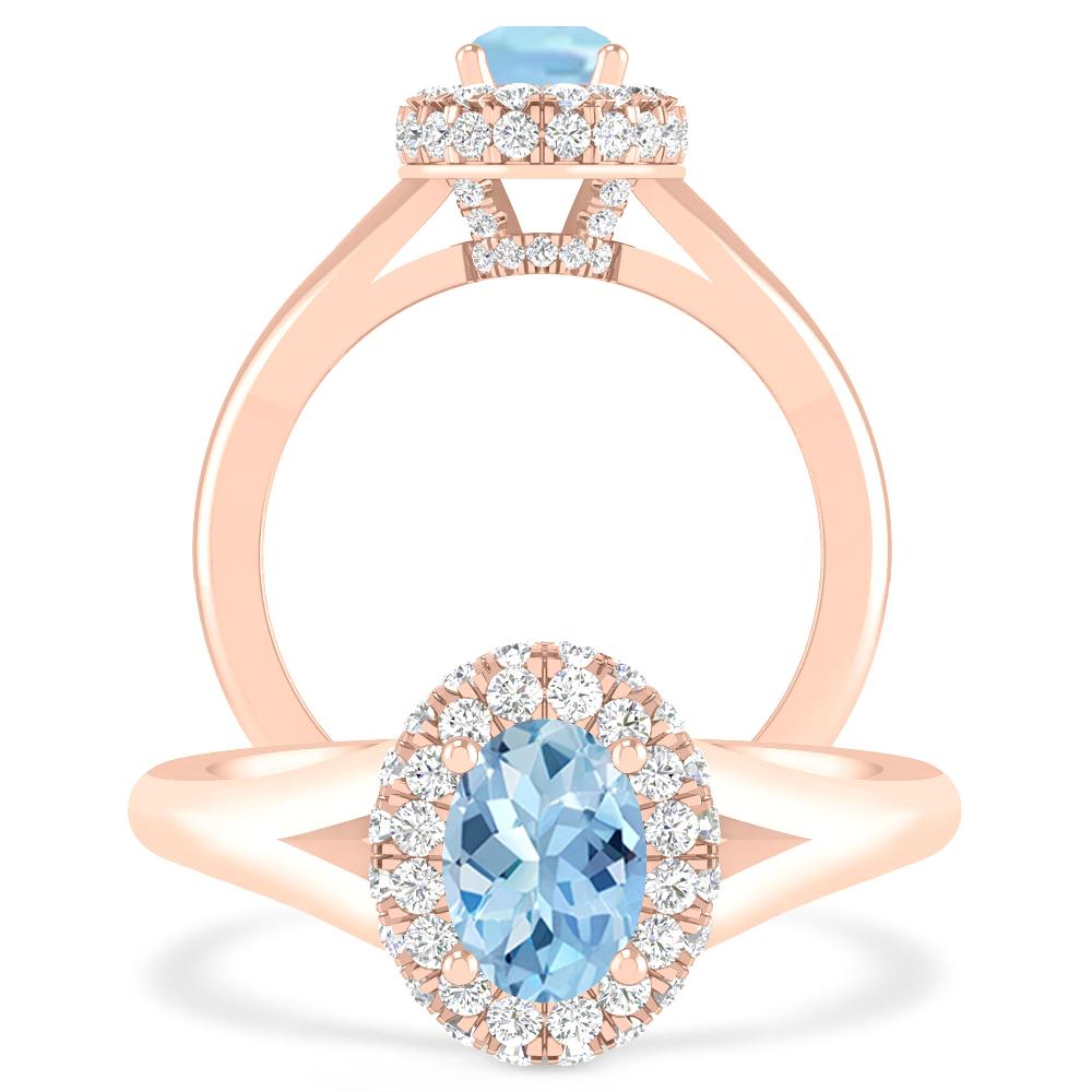 Rose Gold - Aquamarine