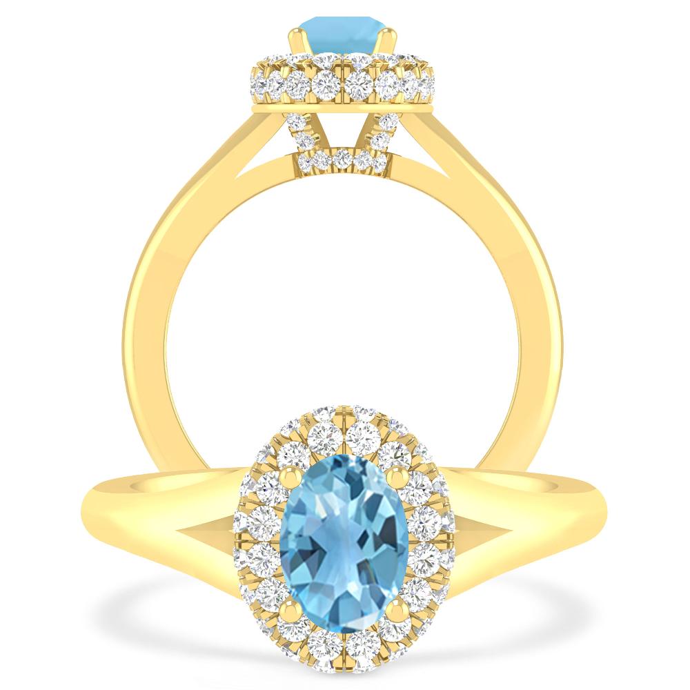 Yellow Gold - Blue Topaz