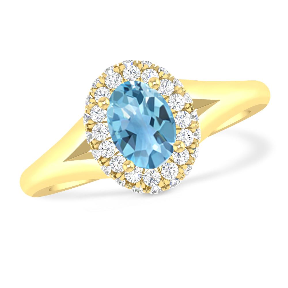 Yellow Gold - Blue Topaz