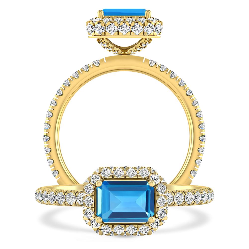 Yellow Gold - Blue Topaz