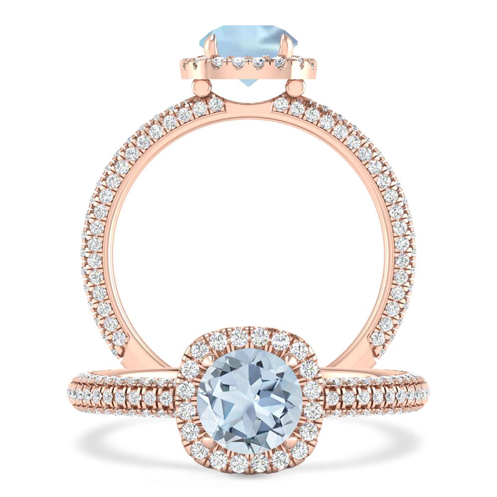 Rose Gold - Aquamarine