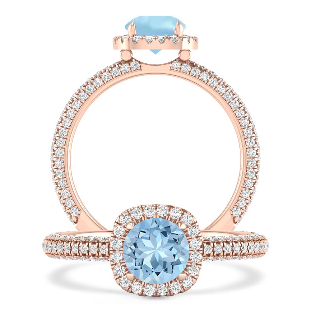 Rose Gold - Aquamarine