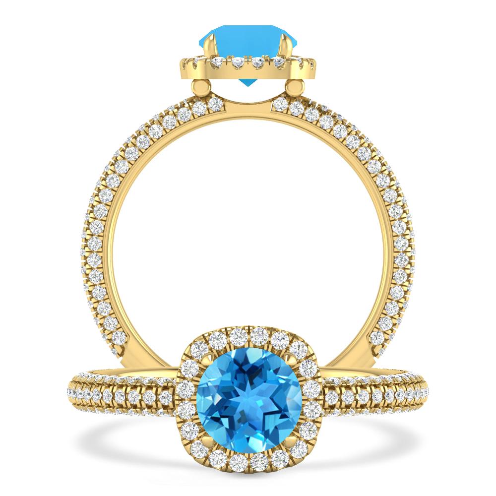 Yellow Gold - Blue Topaz
