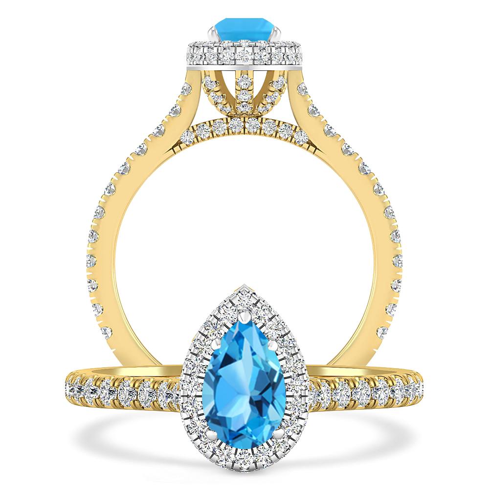 Yellow Gold - Blue Topaz