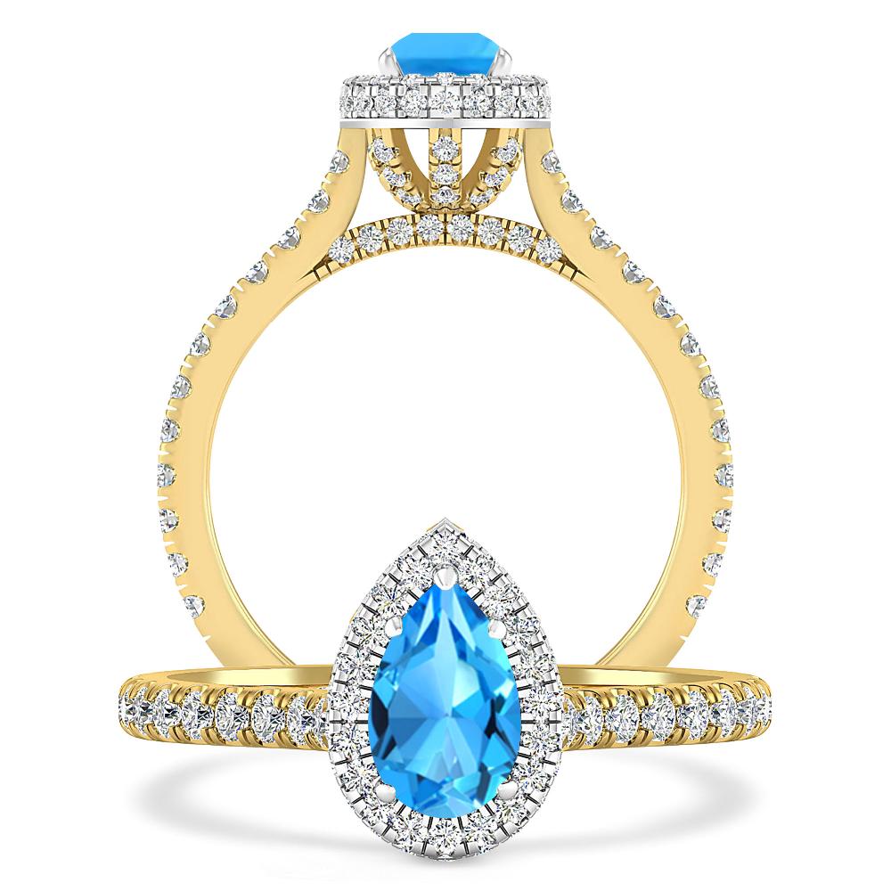 Yellow Gold - Blue Topaz
