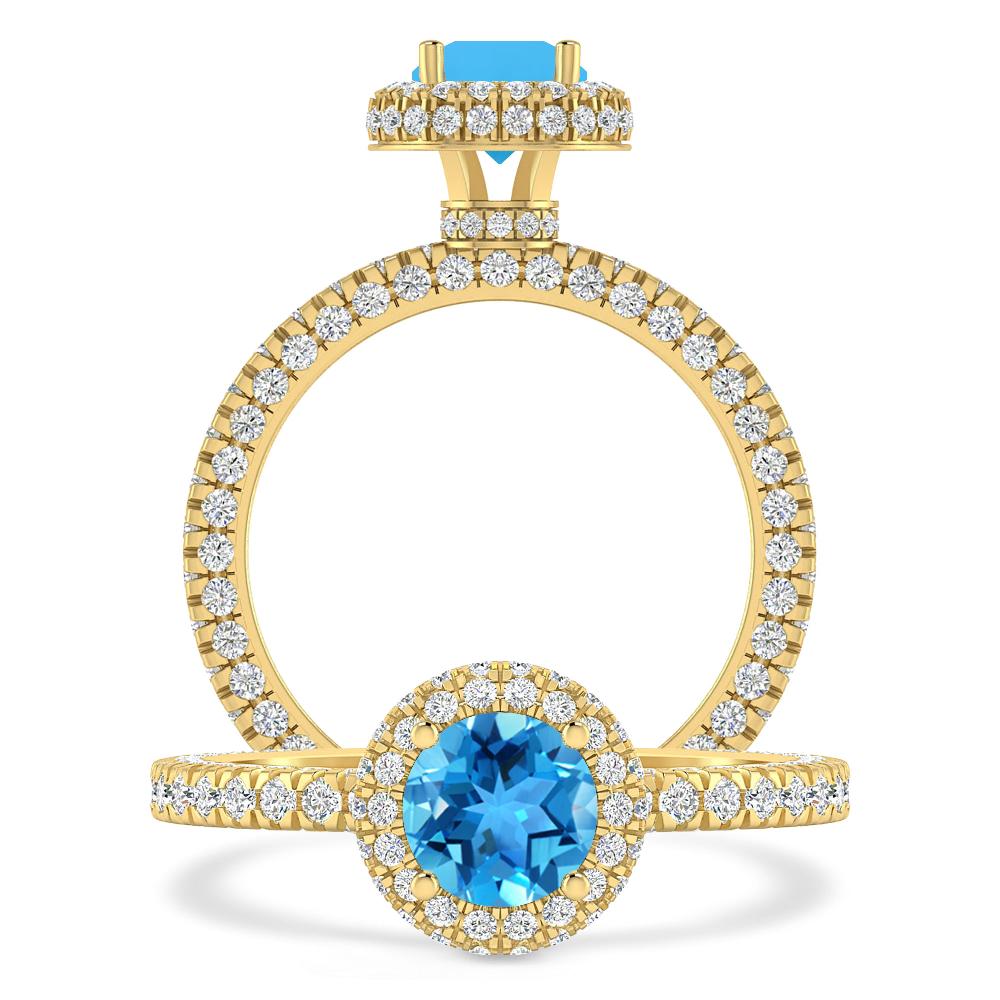 Yellow Gold - Blue Topaz