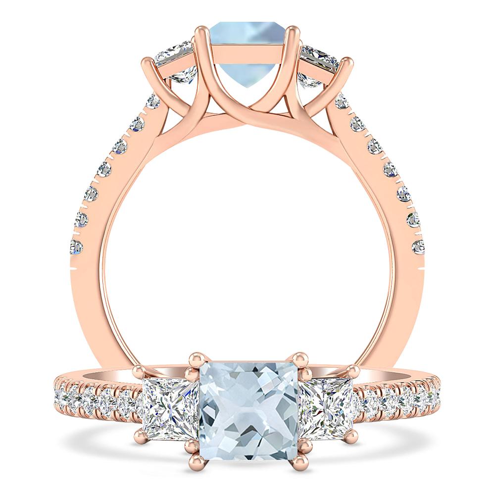 Rose Gold - Aquamarine