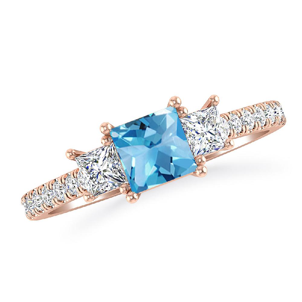 Rose Gold - Blue Topaz