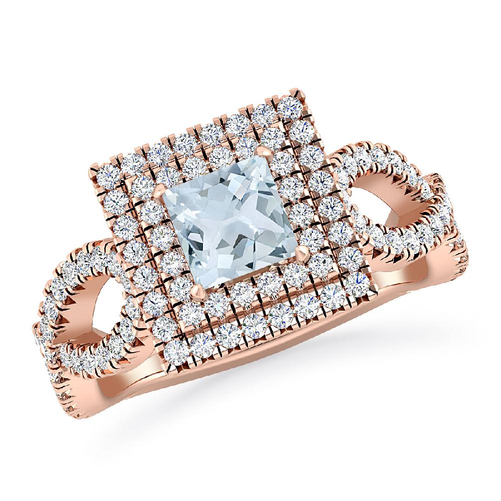 Rose Gold - Aquamarine