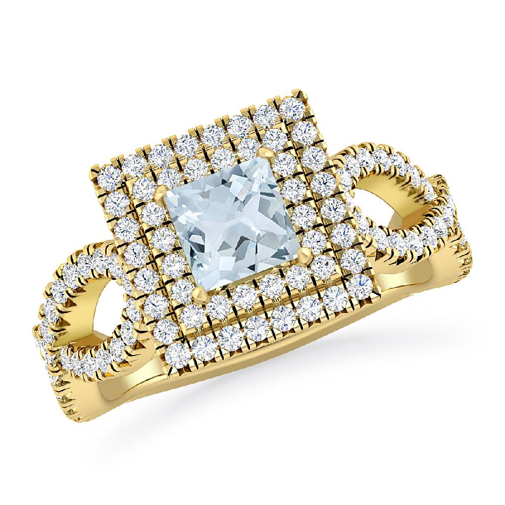 Yellow Gold - Aquamarine