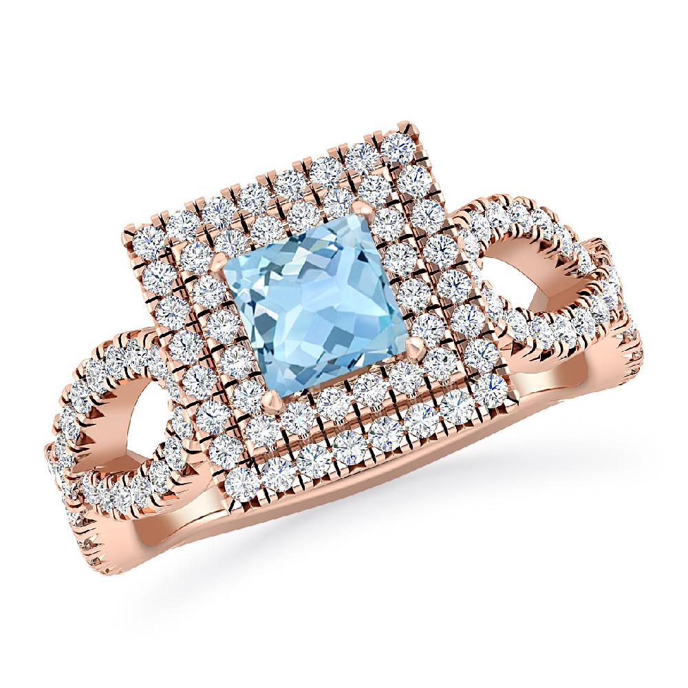 Rose Gold - Aquamarine