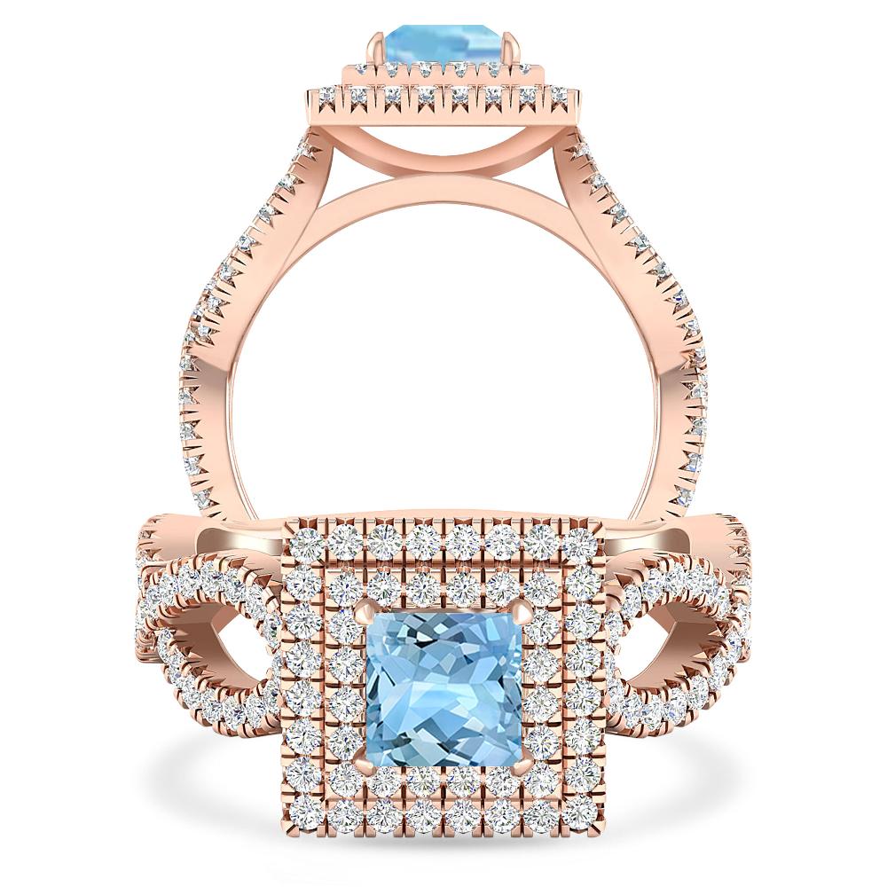 Rose Gold - Aquamarine