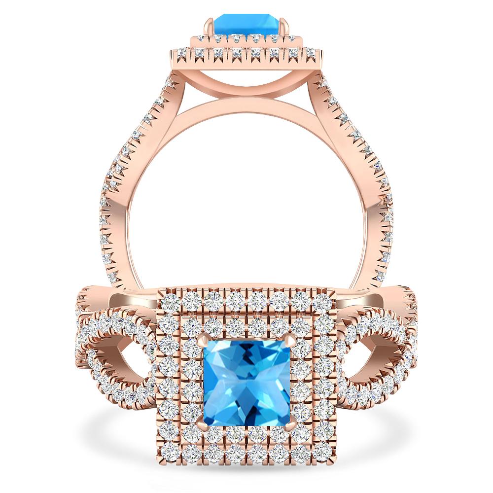 Rose Gold - Blue Topaz