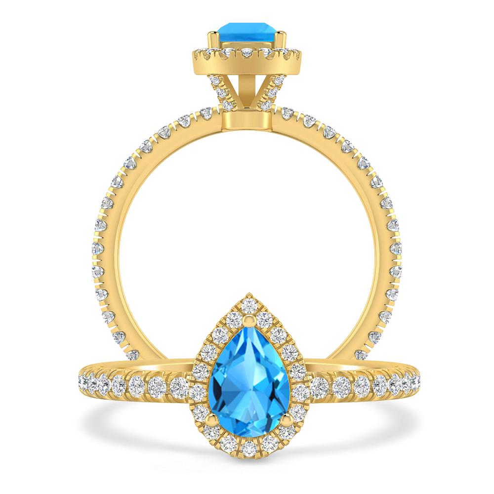 Yellow Gold - Blue Topaz