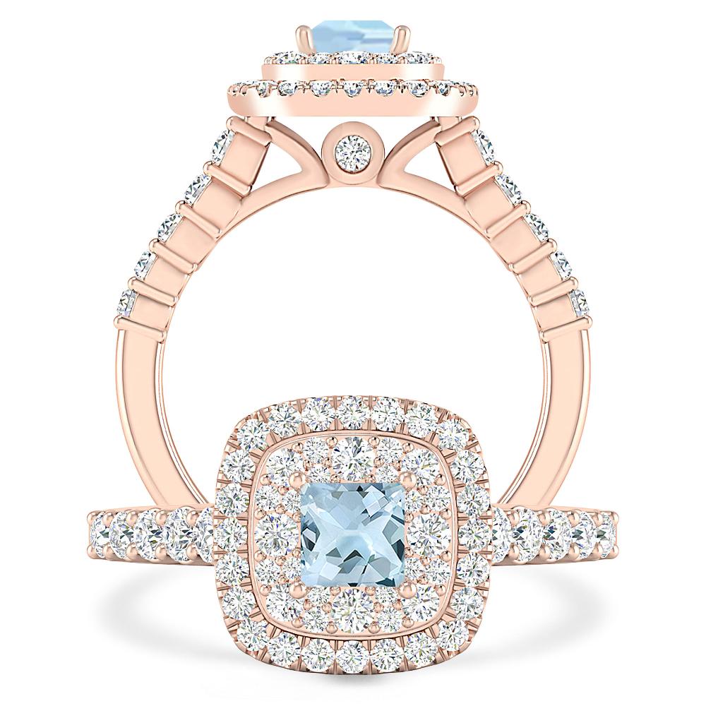 Rose Gold - Aquamarine