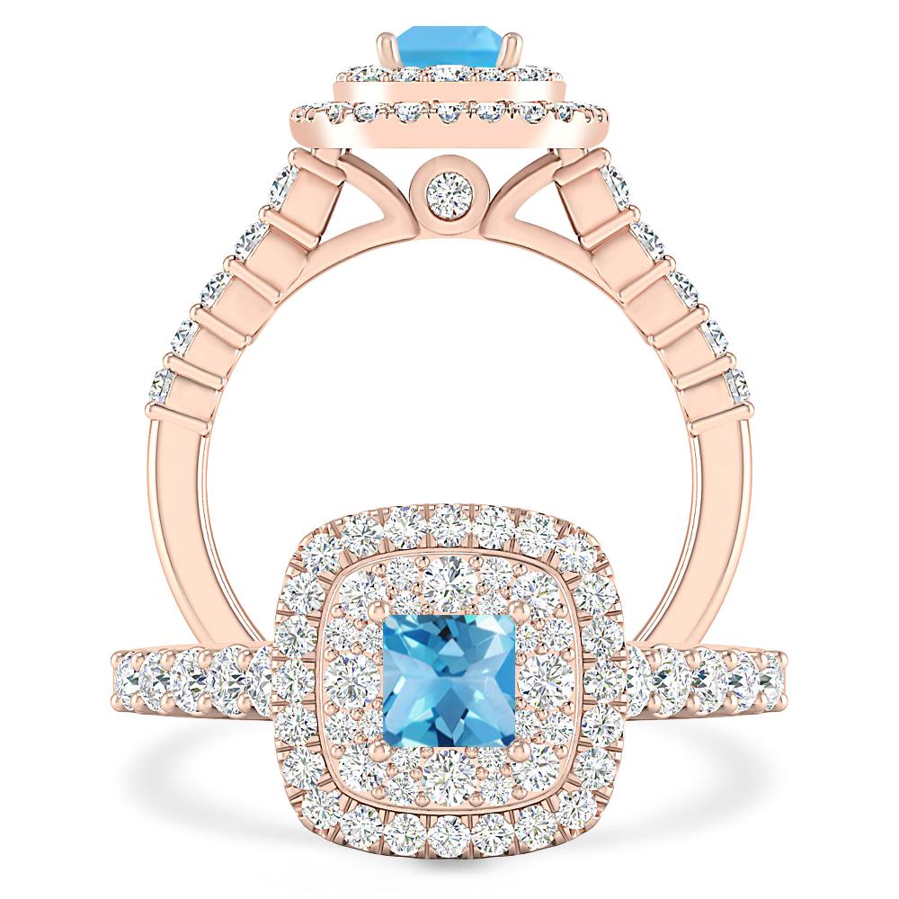 Rose Gold - Blue Topaz