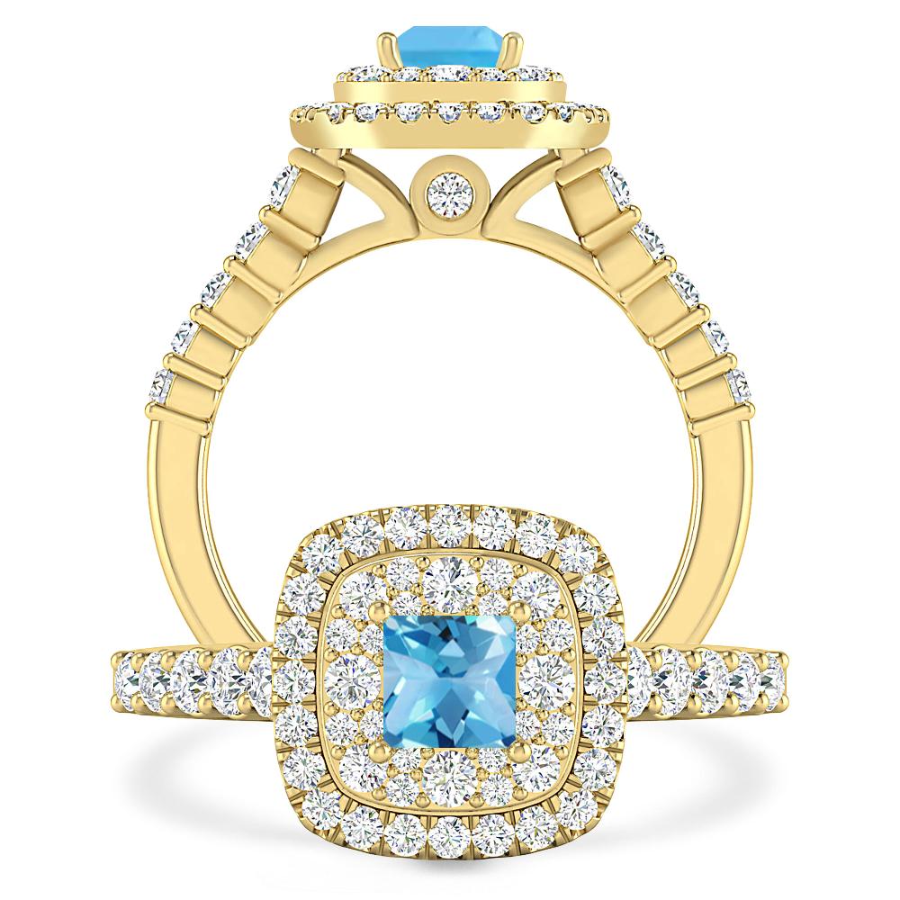 Yellow Gold - Blue Topaz