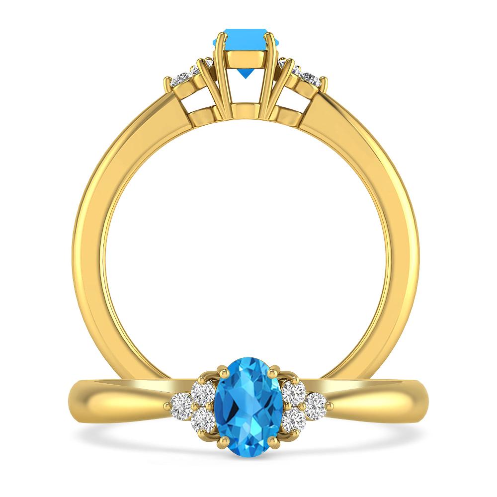 Yellow Gold - Blue Topaz