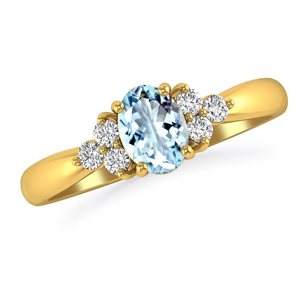 Yellow Gold - Aquamarine