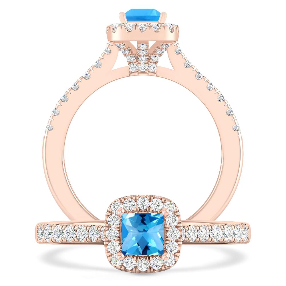 Rose Gold - Blue Topaz