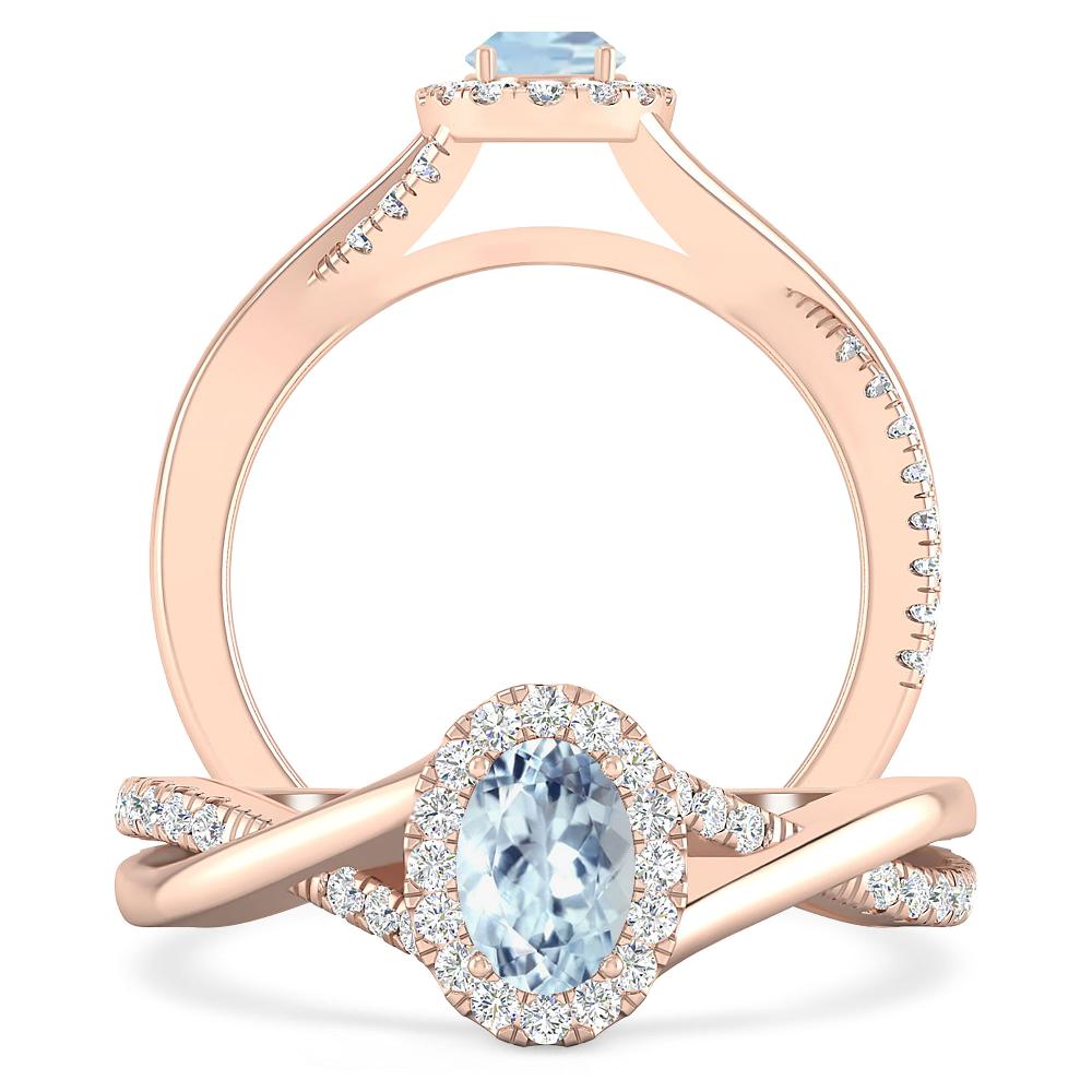 Rose Gold - Aquamarine