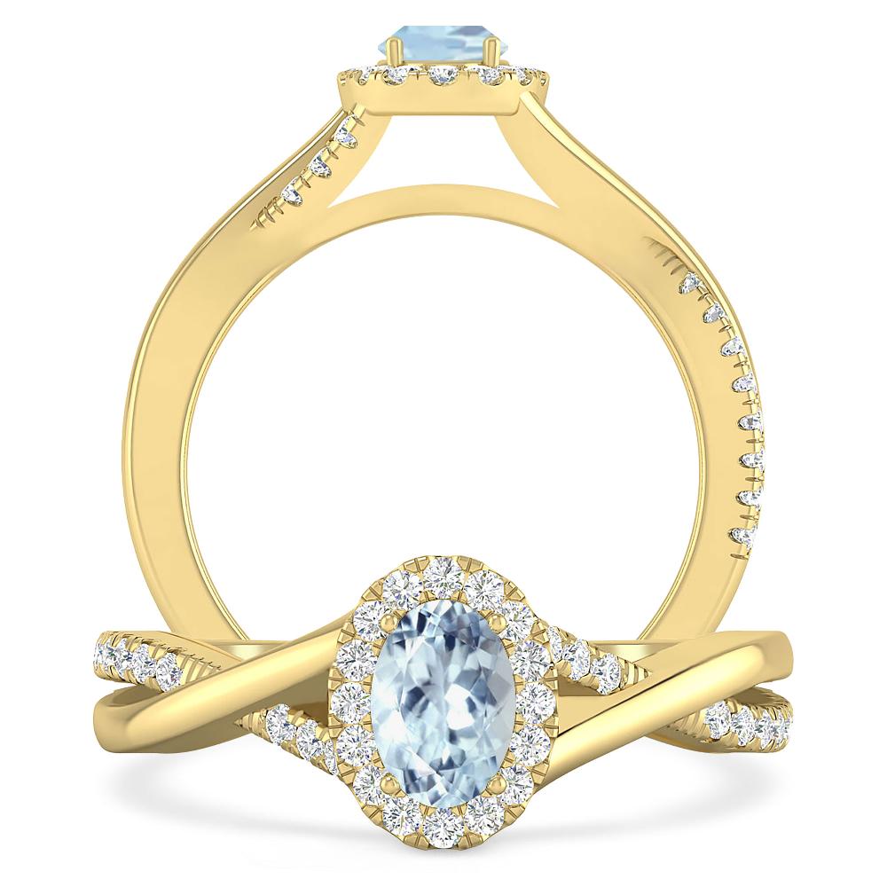 Yellow Gold - Aquamarine
