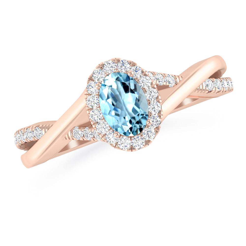 Rose Gold - Aquamarine