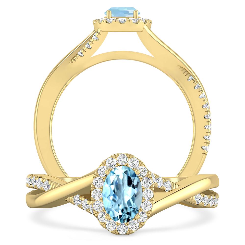 Yellow Gold - Aquamarine