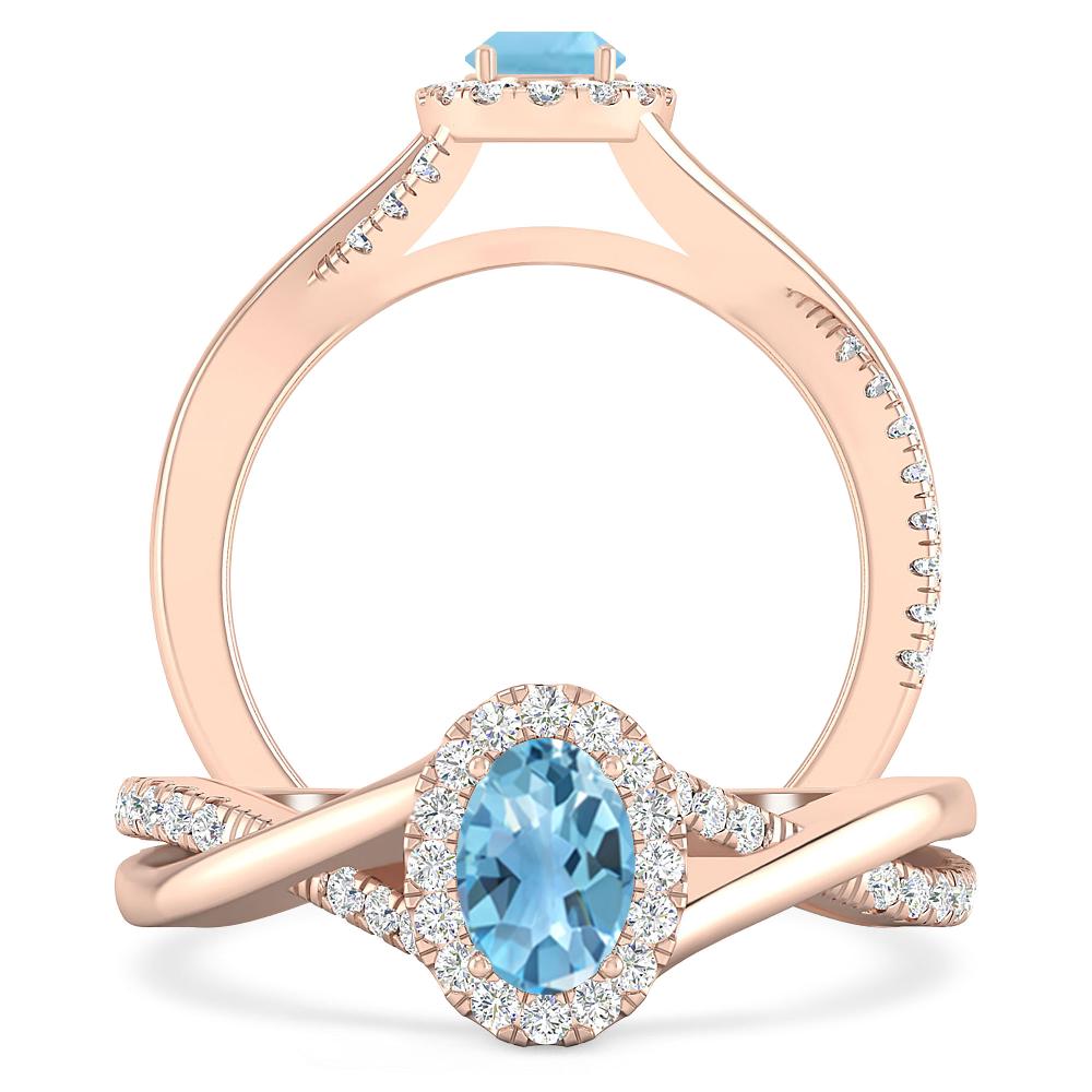 Rose Gold - Blue Topaz
