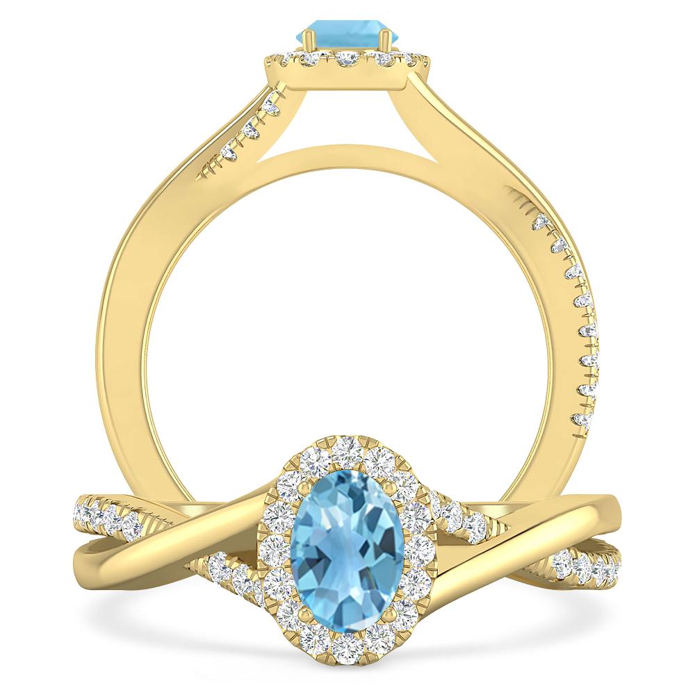 Yellow Gold - Blue Topaz