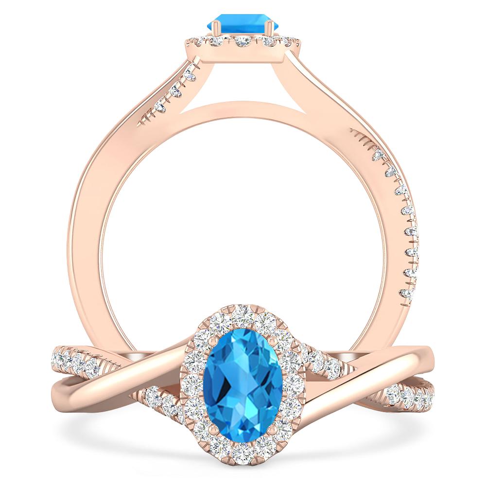 Rose Gold - Blue Topaz
