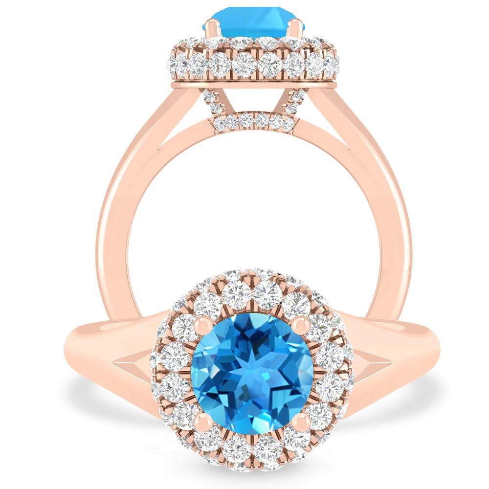 Rose Gold - Blue Topaz
