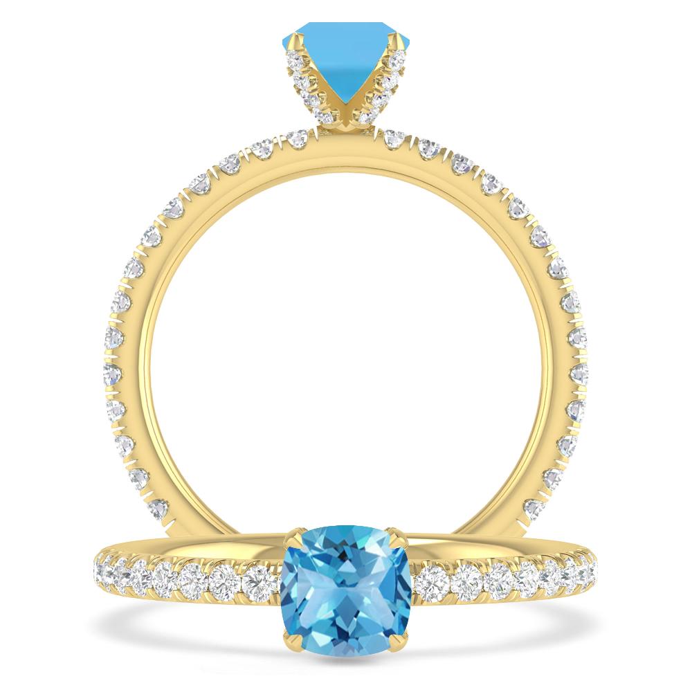 Yellow Gold - Blue Topaz