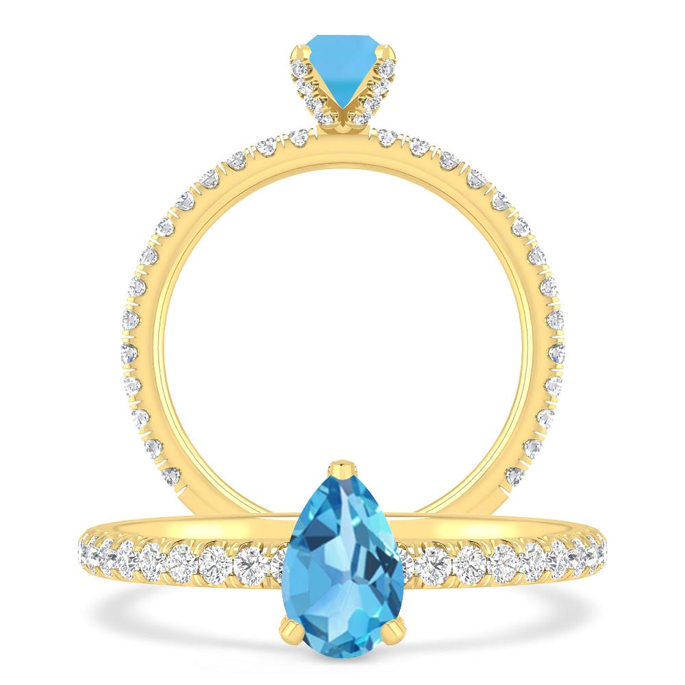 Yellow Gold - Blue Topaz