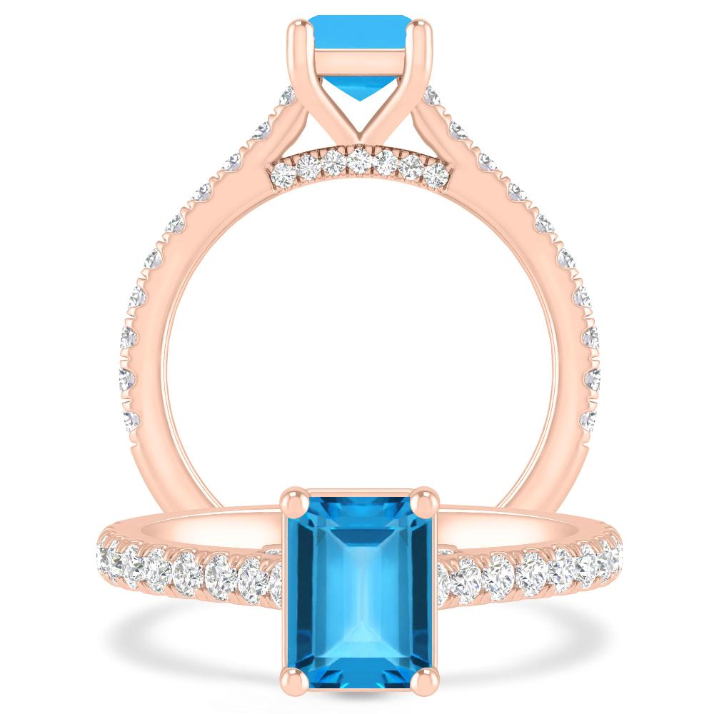 Rose Gold - Blue Topaz