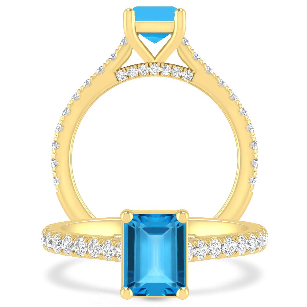 Yellow Gold - Blue Topaz