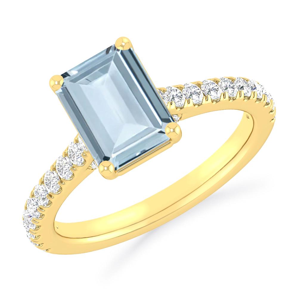 Yellow Gold - Aquamarine