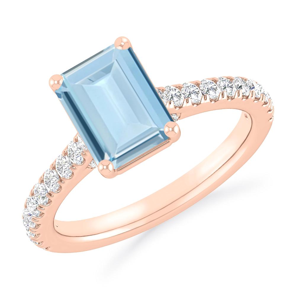 Rose Gold - Aquamarine