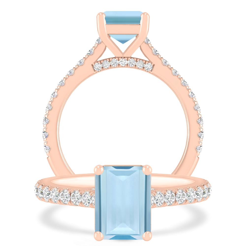 Rose Gold - Aquamarine