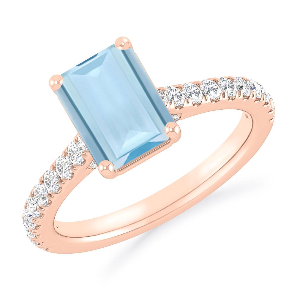 Rose Gold - Aquamarine