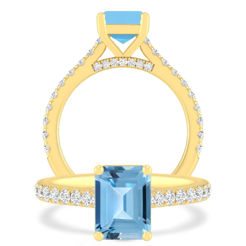 Yellow Gold - Blue Topaz