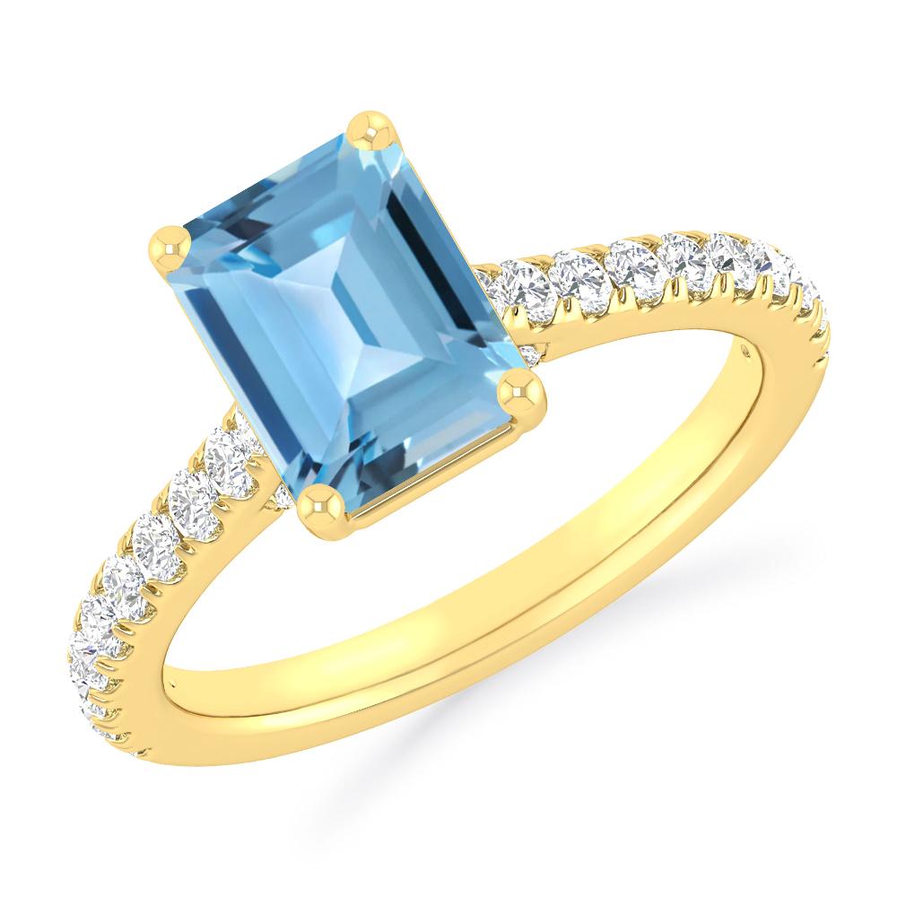 Yellow Gold - Blue Topaz