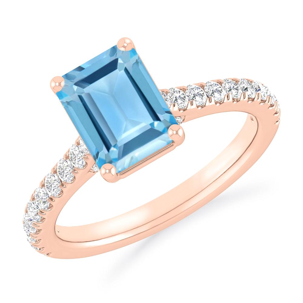 Rose Gold - Blue Topaz