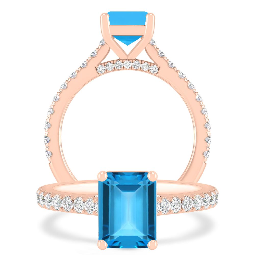 Rose Gold - Blue Topaz