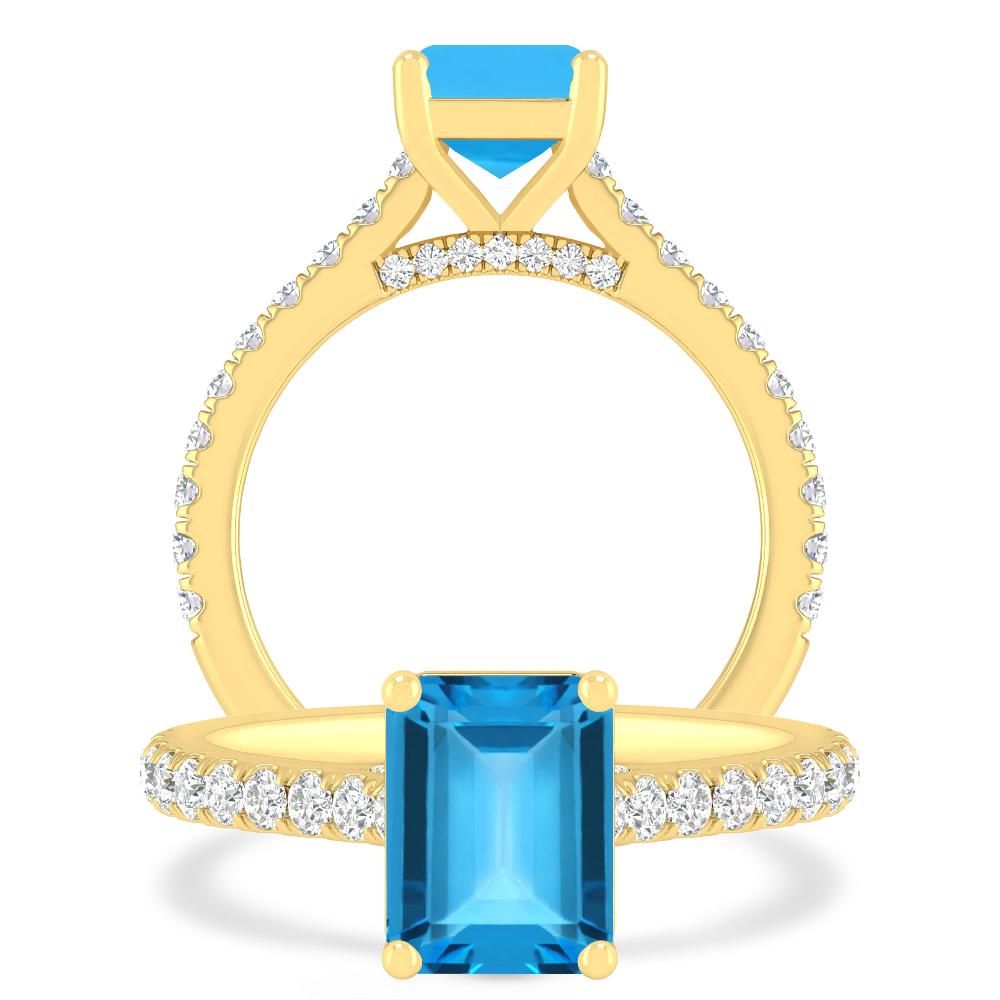 Yellow Gold - Blue Topaz