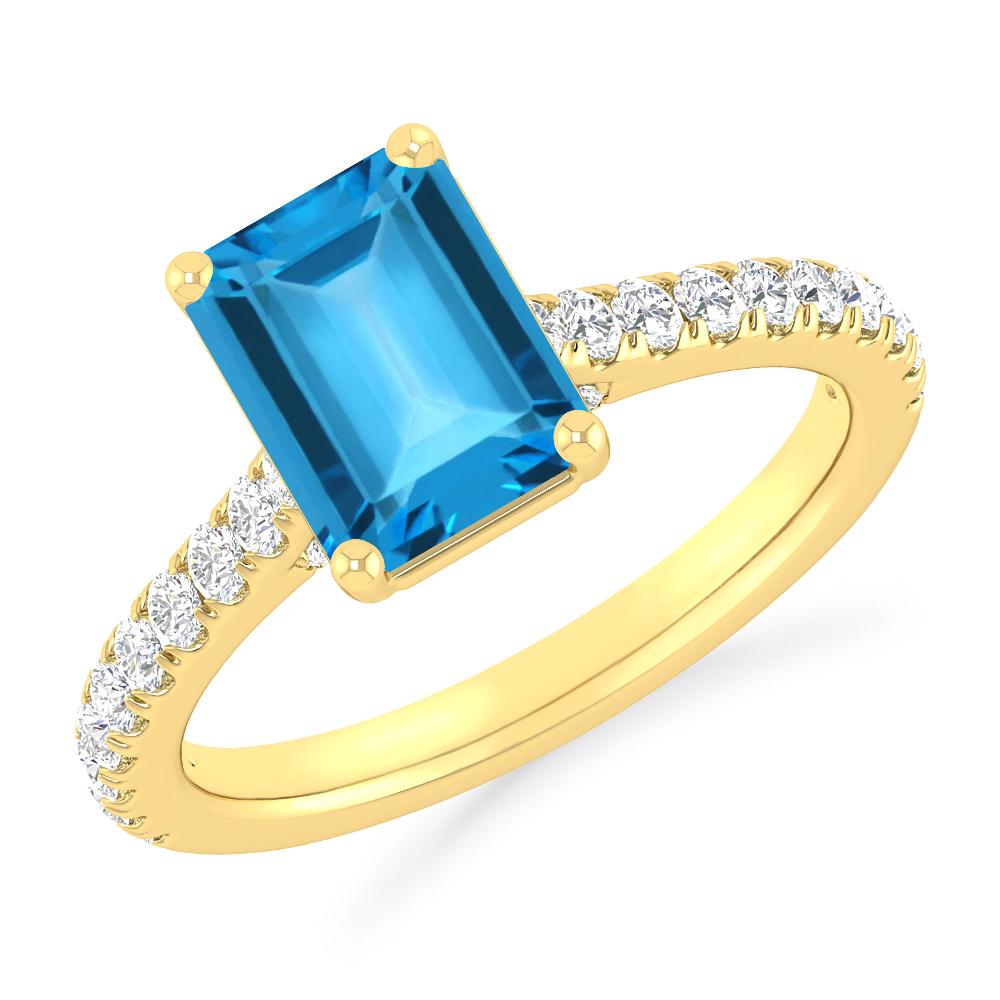 Yellow Gold - Blue Topaz