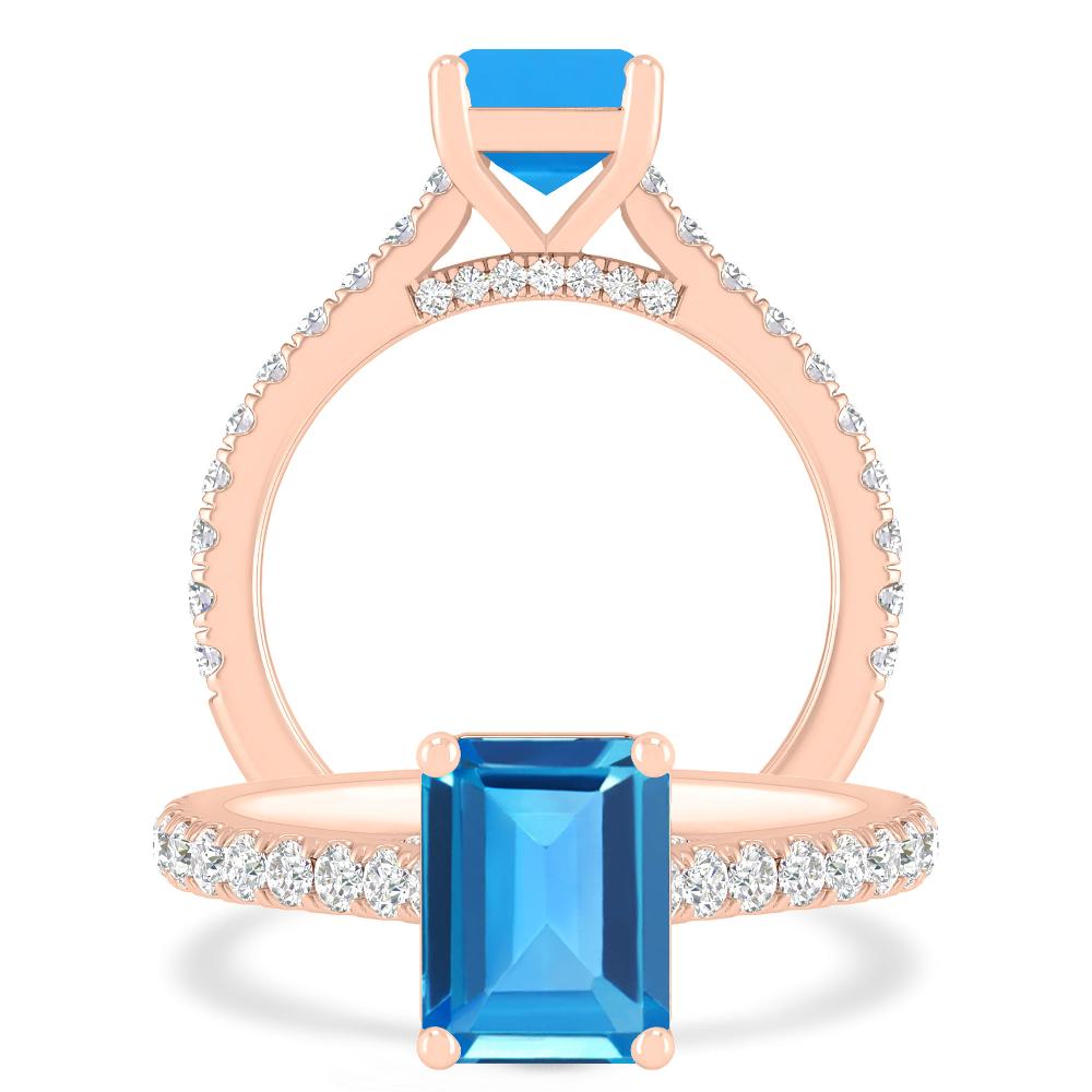 Rose Gold - Blue Topaz